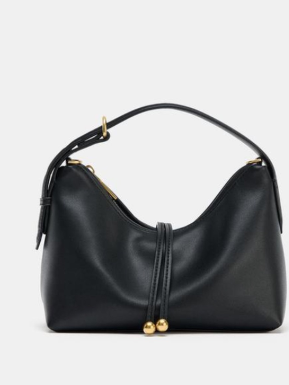 Zara Mini Bucket Bag with Ball Detail. Color Black - Picture 3 of 8